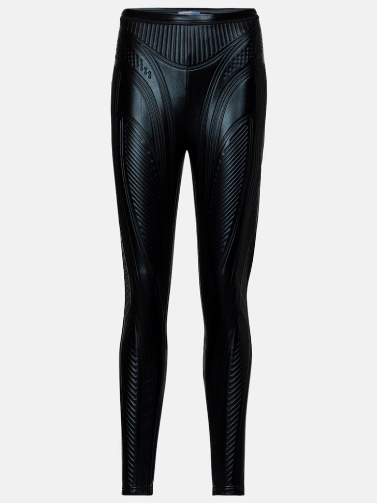 Mugler Embossed Scuba Leggings 40 8 Nwt